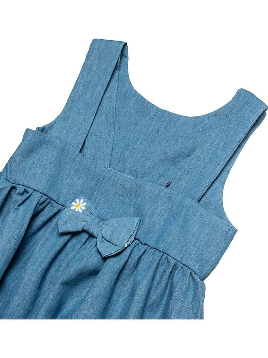 Kinderkleid Ärmellos Denim Blau