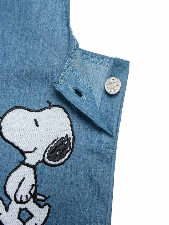 Kinderkleid Ärmellos Denim Blau