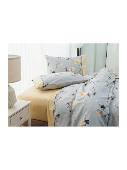 Liolios Home Cassandra Σετ Σεντόνια Υπέρδιπλα 245x270εκ. Γκρι (4τμχ)
