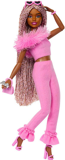 Barbie Deluxe Style Pink Braids and Dark Skin Doll Fashionistas for 3+ Years