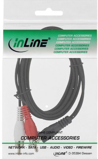 InLine Καλώδιο Ήχου 3.5mm male - 2x RCA male Μαύρο 5m 89930