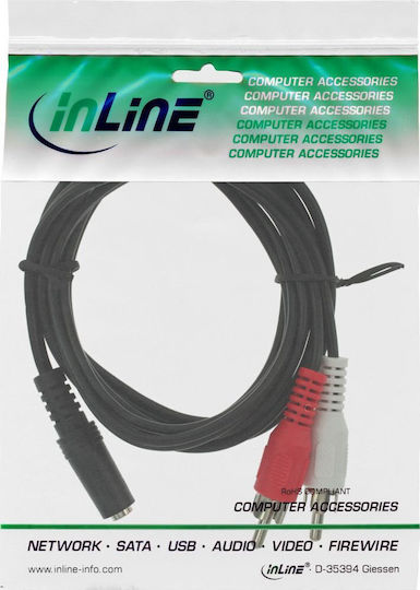 InLine InLine 3.5mm Female Audio Cable 2x RCA Male Black 1m