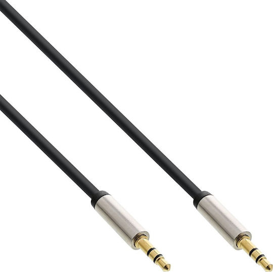 InLine Audio Cable 3.5mm Male - 3.5mm Male Black 1m with Gold Plated Terminals