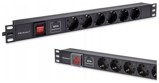 Qoltec PDU din aluminiu pentru rack 19'' 1U 16A 6xSchuko 1.8m