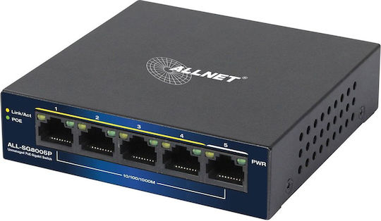 Allnet ALL-SG8005P Неуправляем L2 PoE+ Switch с 5 Портове Ethernet