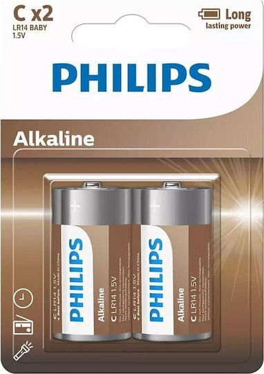 Philips Алкални Батерии C 1.5V 2бр