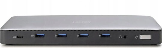 Digitus USB-C Docking Station with HDMI/DisplayPort 4K PD Ethernet and Support for 3 Monitors Gray (DA-70918)