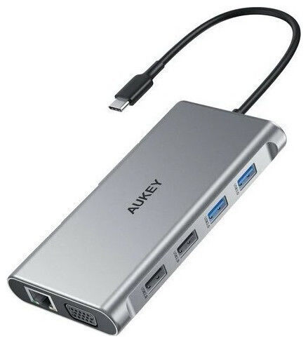 Aukey USB-C / USB-A Docking Station mit 4K PD Ethernet Gray (AIAUKACBC890000)