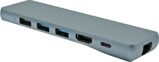 ProXtend Docking Station with Dual USB-C HDMI 4K PD Ethernet Gray (USBC-MULTI8-001)