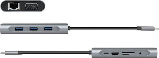 LogiLink USB-C Docking Station με HDMI 4K PD Ethernet και σύνδεση 2 Οθονών Ασημί (UA0383)