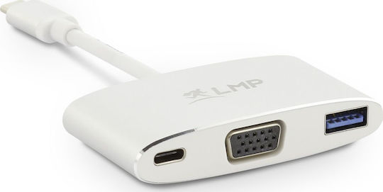 LMP USB-C Docking Station με 4K PD Λευκό (LMP-USBC-VGA-MA-S)