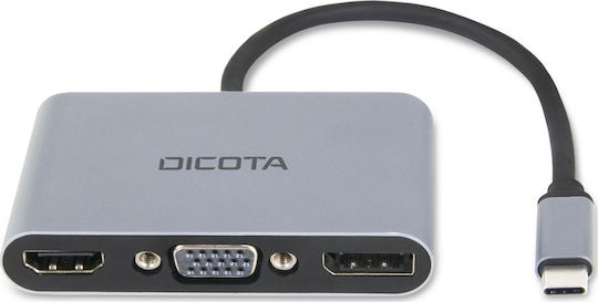 Dicota USB-C Docking Station με HDMI/DisplayPort 4K PD Ασημί (D32064)