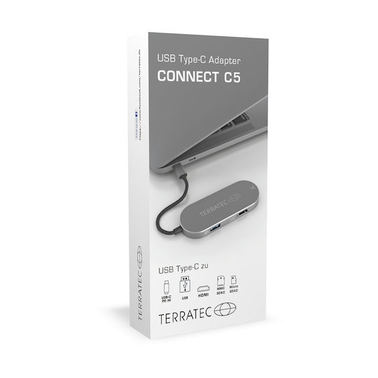 TerraTec Connect C5 USB-C Docking Station mit HDMI PowerDelivery Silber