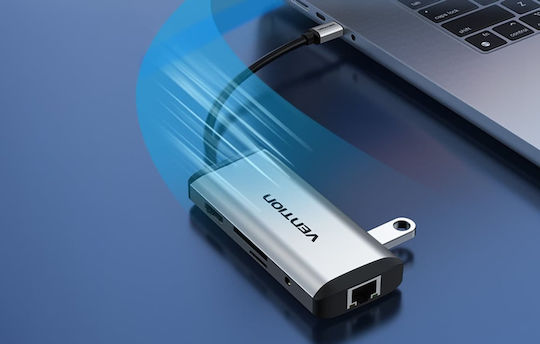 Vention USB-C Dockingstation mit HDMI 4K PowerDelivery Ethernet Grau (THAHB)