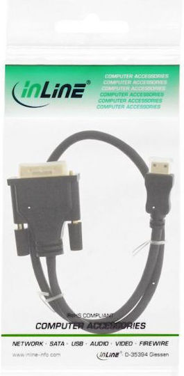 InLine Cable DVI-D male - mini HDMI male 2m Μαύρο (17472P)
