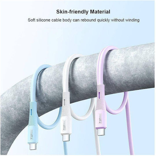 T-Phox Gentle USB 3.0 Cable USB-C male - USB-C 60W Μαύρο 1m