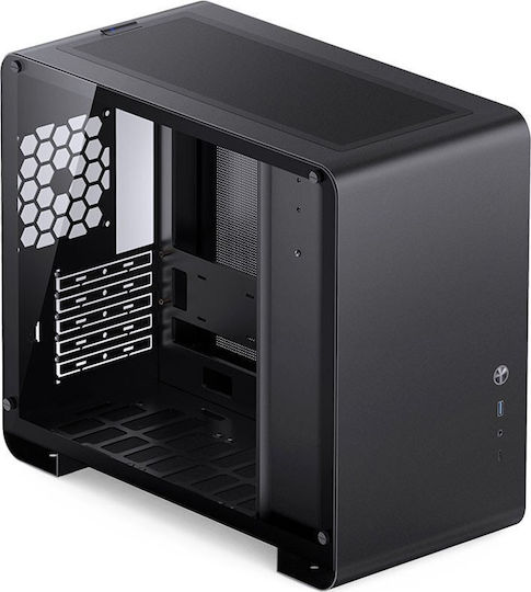 Jonsbo U4 Mini Геймърско бюро Мини кула Компютърна кутия със страничен прозорец Черен
