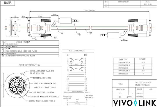 Vivolink Cablu VGA - VGA Negru 1.8m (PROVGAMCS1.8)