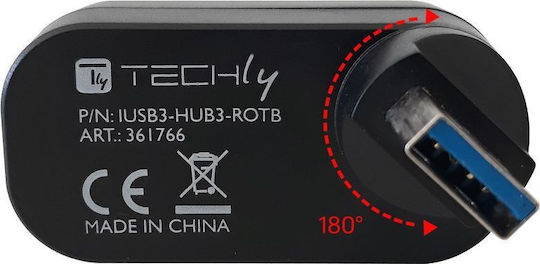 Techly Hub 3 Θυρών USB 3.0 με σύνδεση USB-A Γκρι