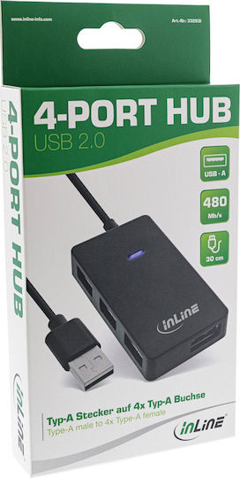 InLine Hub 4 Θυρών USB 2.0 με σύνδεση USB-A