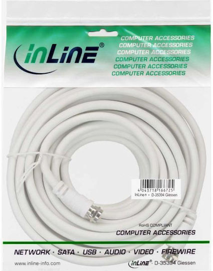 InLine Καλώδιο Κεραίας Coax male - Coax female Λευκό 10m (69310) 1τμχ