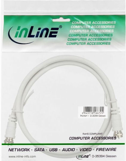 InLine Cablu Antenă Coaxial de sex masculin - Coaxial de sex feminin Alb 3m (69303)