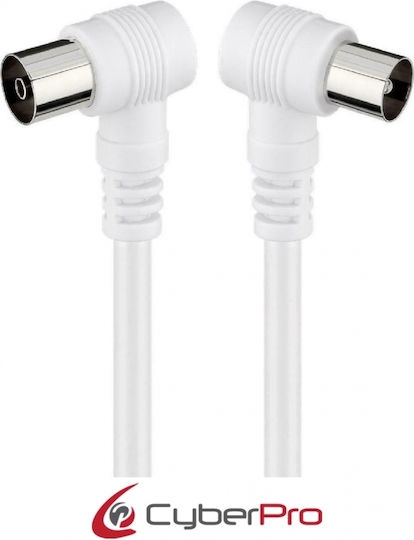CyberPro Cablu Antenă Coaxial de sex masculin - Coaxial de sex feminin Alb 1.5m (CP-TVPAL015W-90)