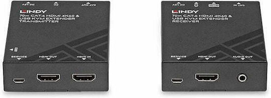 Kvm Extender Lindy 70m Cat.6 Hdmi 4k60 Usb & Audio