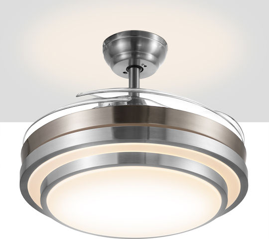 Bakaji Deckenventilator 106cm mit Leuchte Transparent / Silber