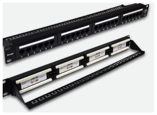 A-LAN Patch Panel für Rack 1U 19" 24 Ports cat6 Schwarz