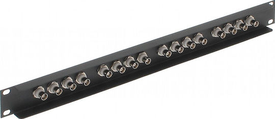 Delta Patch Panel για Rack 1U 19" 16 Θυρών Μαύρο