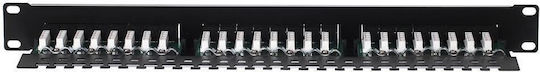 Netrack Patch Panel Unshielded για Rack 1U 19" 24 Θυρών cat6 Μαύρο