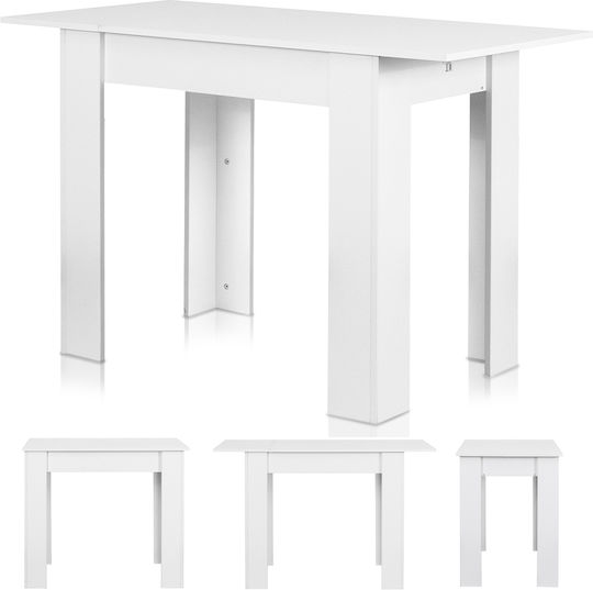 Table Kitchen Extendable Wooden White Frasinato 90(+30)x60x78cm