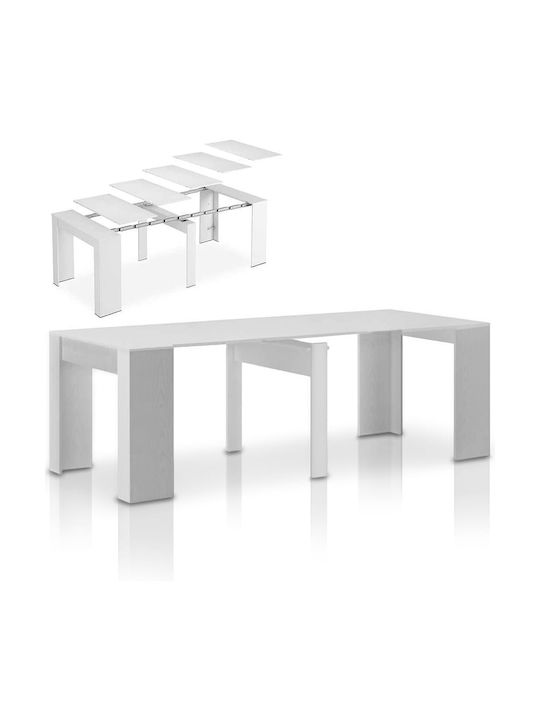 Table Dining Room Extendable Wooden White 78(+222)x90x51cm