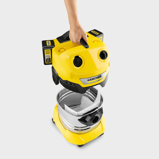 Karcher WD 4-18 S Dual Rechargeable Vacuum Wet / Dry with Plastic Bin 20lt