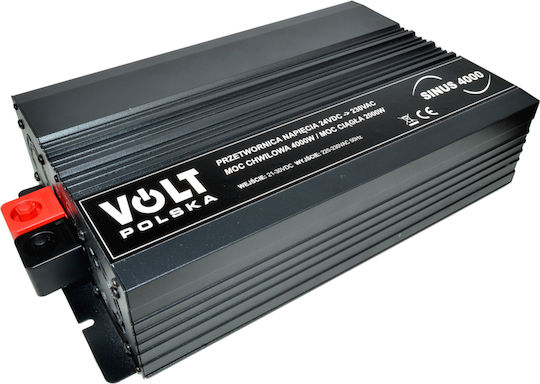Volt Polska Inverter Αυτοκινήτου Καθαρού Ημιτόνου 2000W για Μετατροπή 24V DC σε 230V AC
