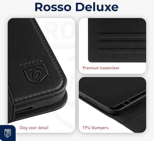 Rosso Deluxe Flip Cover Δερμάτινη Μαύρη (iPad Air 6, Air 5, Air 4)