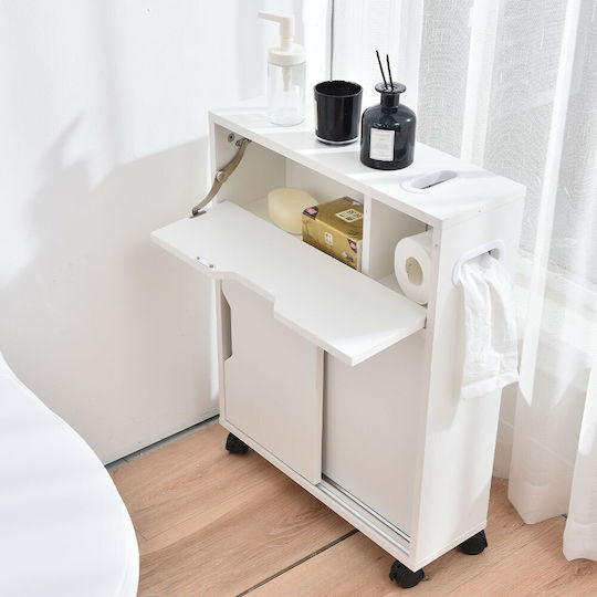 Bakaji Floor Bathroom Shelf Wooden 52x17x67cm White