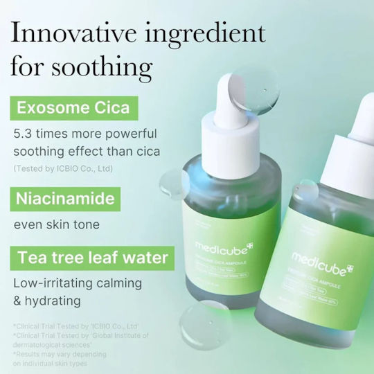 Medicube Exosome Cica Serum Soothing & Moisturizing Ampoule Face Serum with Centella Asiatica & Panthenol for Revitalization 30ml