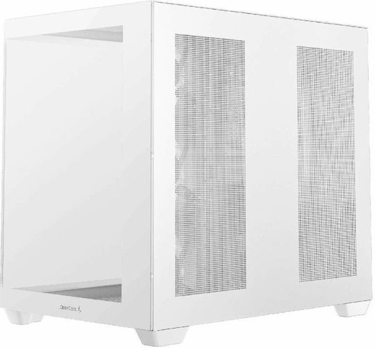 Deepcool CG530 4F Гейминг Midi Tower Компютърна кутия със страничен прозорец и ARGB осветление Бял