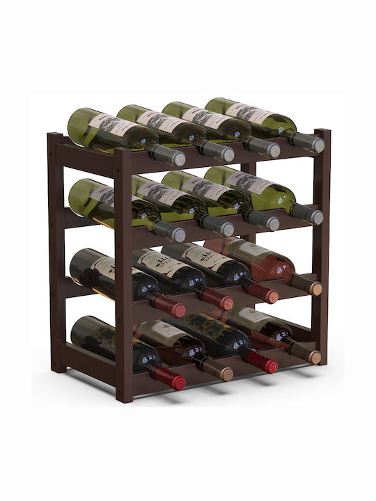 Bakaji Free Standing Wooden Wine Cabinet for 16 Bottles Brown 43x25x43cm