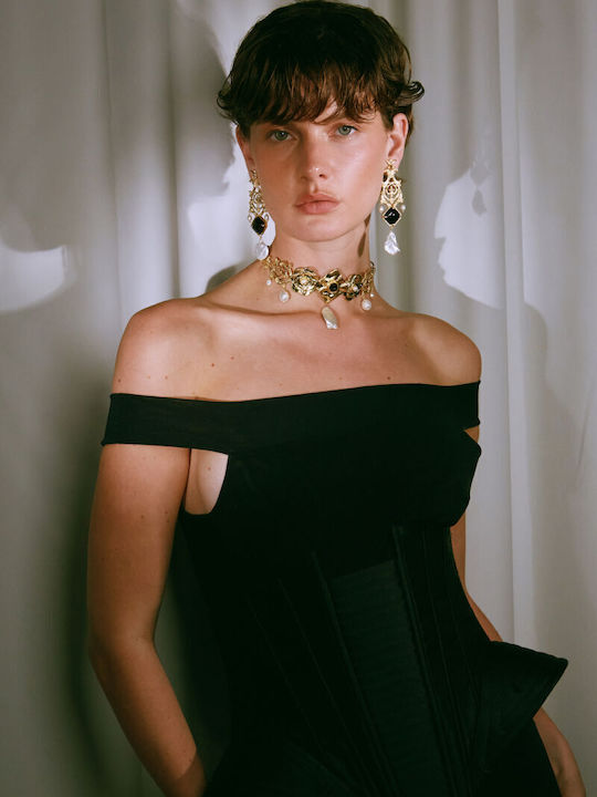 Desperate Design Jimena Earrings made of Silver Gold Plated with Stones & Pearls
