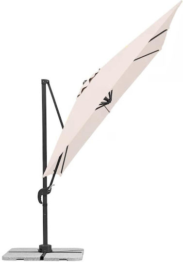 Garten- und Terrassen-Sonnenschirm Hängend Quadratisch Aluminium Ecru 2,7x2,7m