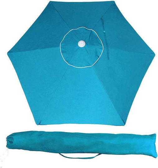 Bakaji Folding Beach Umbrella Diameter 2.1m with Air Vent Light Blue