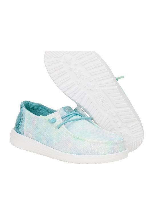 Fabric Kids Loafers & Moccasins with Laces Turquoise Wendy Y Mermaid Shimmer