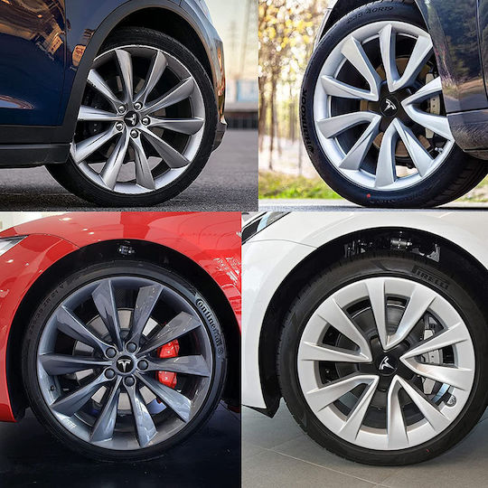 Καπάκι Κέντρου Ζάντας Tesla Γκρι Χρωμίου 57mm 1τμχ