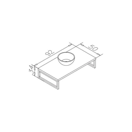 Kolossos Countertop with Sink L92xW50xH34cm Oak, Matt Black