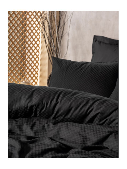 Cottonbox Set Husă de Pilotă Bumbac Single cu Față de Pernă & 1 Cearsaf 160x220 Negru