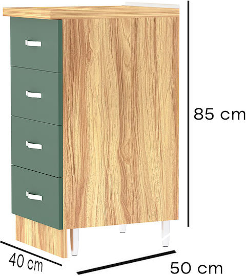Kitchen Floor Drawer Unit Green 40x50x85pcs