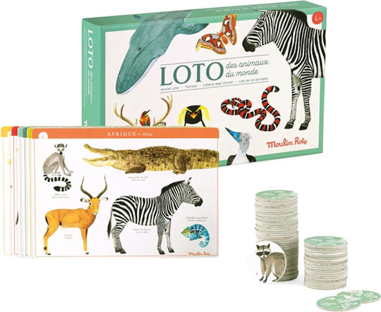 Board Game Λόττο με Ζώα for 2+ Players 4+ Years Old (FR) Moulin Roty